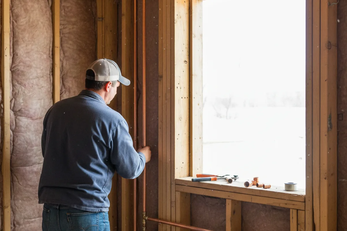 Licensed plumber running new copper supply lines in a Fort Bliss home