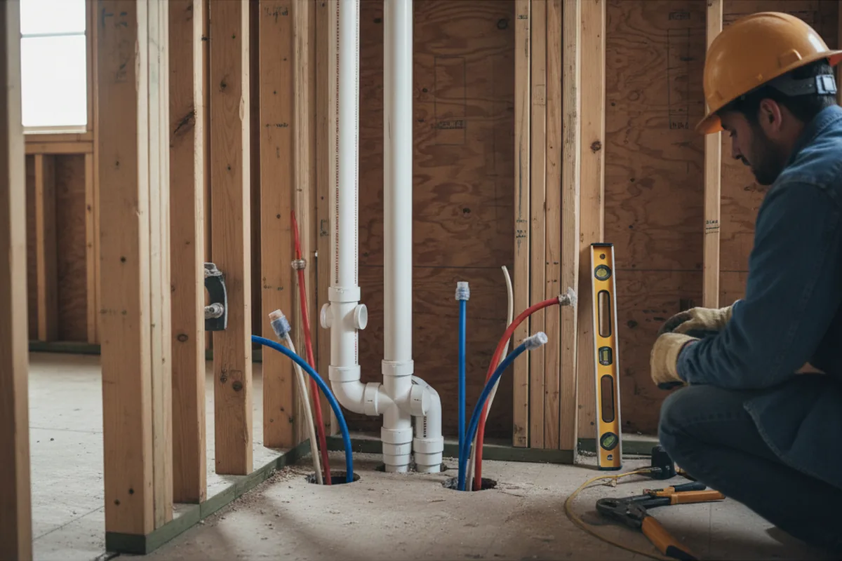 Drain and supply rough-in during Drain Cleaning in Fort Bliss